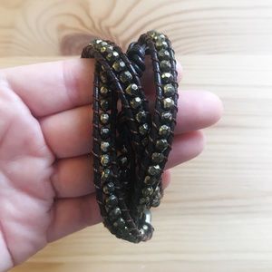 Beaded Leather Wrap Bracelet